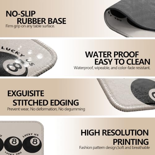 Lucky 8 Ball Retro Mouse Pad Trendy Neutral Desk Pad 9.5x7.9 Inch - color: Lucky 8