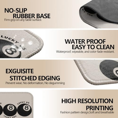 Lucky 8 Ball Retro Mouse Pad Trendy Neutral Desk Pad 9.5x7.9 Inch - color: Lucky 8