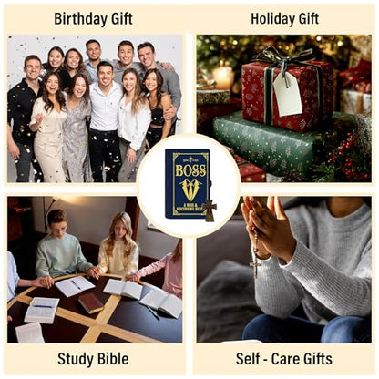 Boss Bible Verse Box, 150 Bible Verse Cards in Box, Christian Appreciation Gift for Boss, Thank You Gifts, Faith Encouragement Keepsake for Men, Wooden Storage Box - color: Boss