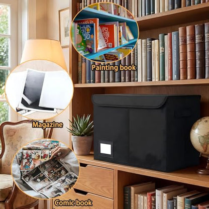 Novabright 207 Pieces Set of Comic Book Storage Set, Including 2 Comic Book Storage Boxes, 100 Bags, 100 Cardboard and 5 Dividers, Foldable with Handles, Suitable for Novel Collection