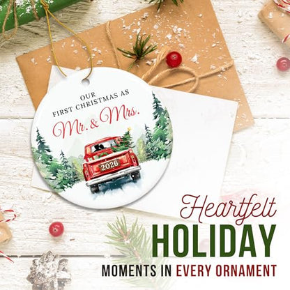 ZAGKOO First Christmas Married Ornament 2026 - Mr and Mrs Wedding Ornament - color: First Mr & Mrs 2026