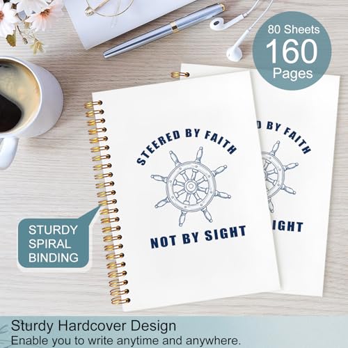 Nautical Christian Spiral Notebook 5.5x8.3 - color: White Nautical Christian Rudder