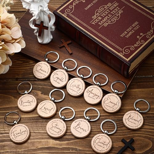 Sureio 48 Pcs Bible Verse Keychains Christian Gifts for Church, Round - style: Round