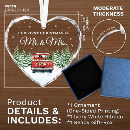 Wedding Gifts for Couples 2026, First Christmas Married Ornament 2026 - color: 1st Mr & Mrs 2