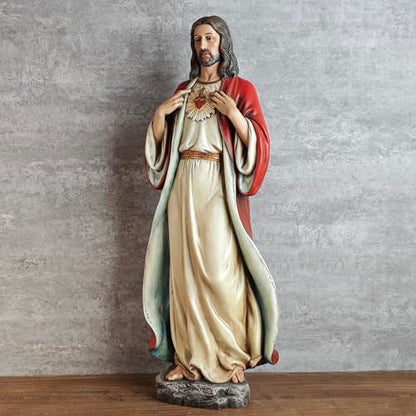 BC Catholic Sacred Heart of Jesus Statue 16.7" H Large Jesus Christ Statue - size: 16.7 inches H