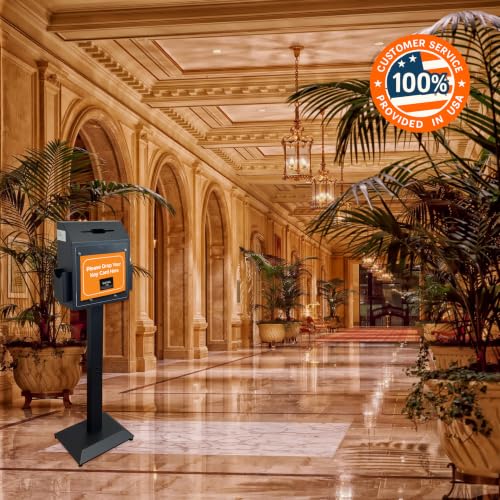 Floor Stand Offering Box, Lockable Donation & Ballot Box, Black - size: Black with Key-Lock