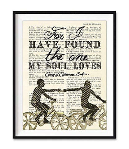Bible Page, For I Have Found the One My Soul Loves, Song of Solomon 3:4, Christian Art Print, Unframed, Wall Decor Poster, Wedding gift, 8x10 Inches