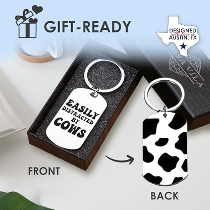 Rosa Vila Keychains For Women & Men, Gifts For Mom, Bonus Mom, Aunt, Sister, Dad, Grandma, Nurse, Teens, Coach, Teacher Pilot - style: Funny Cow Keychain