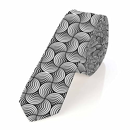 Black Dots Men's Neckties Retro Classic Circle Geometry Men's Tie for Mens Teens Business Work Casual Wedding Party - color: Rounded Lines