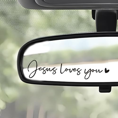 3X Jesus Loves You Christian Mirror Stickers Decals for Car Rearview(Black) - color: Black Jesus Loves You