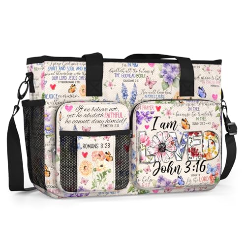 Christian Work Bag for Women Faith Based Gift for Church Tote - color: I Am Loved