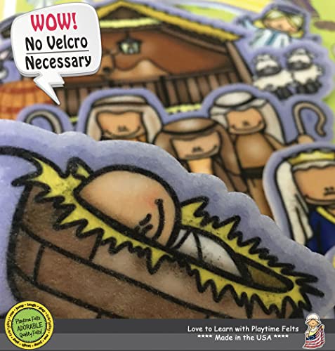 Birth of Jesus Felt Story Set | 15 PRECUT & Ready to Play Durable Felt Pieces for Preschool Learning, Reusable Felt Board Stories