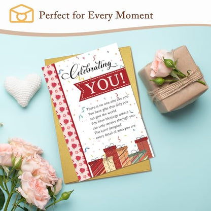 Qiliji Christian Birthday Card for Him Her, Religious Birthday Greeting Card, Inspirational Happy Bday Cards Gifts for Friends Family - color: Christian Birthday