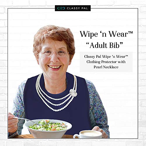 Adult Bibs for Women, Wipe ‘n Wear™ Clothing Protectors for Eating, Senior Adult Bib Crumb Catcher, Waterproof, Reusable, Washable (Pearls 3pk) - size: 3 Pack
