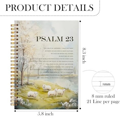 Christian Spiral Notebook, Psalm 23 Bible Verse Journal, Christian Gifts for Women Faith, Church Notes Notebook, the Lord Is My Shepherd Scripture Journal, 5.5x8.3 - color: YhSj 5