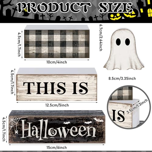 Lineshading 4 Pcs Halloween Table Decor For Home Ghost Tiered Tray Decor - style: Boo Coffee Ghost