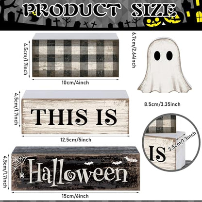 Lineshading 4 Pcs Halloween Table Decor For Home Ghost Tiered Tray Decor - style: Boo Coffee Ghost