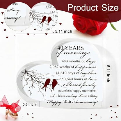 Qunclay 40th Years of Marriage Gift Wedding Anniversary Souvenir - style: 40th