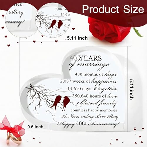 Qunclay 40th Years of Marriage Gift Wedding Anniversary Souvenir - style: 40th