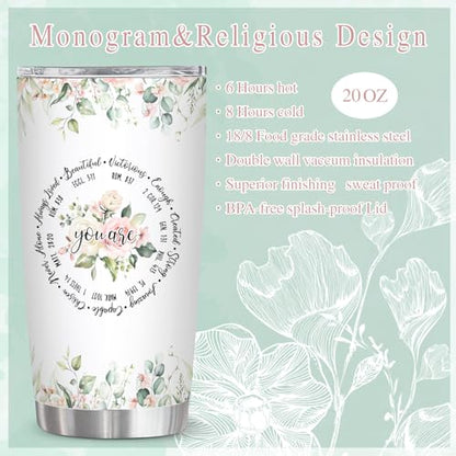 Personalized Initial A Tumbler 20oz, Monogrammed Gift for Women Birthday Mothers Day Religious Gift, Personalized Christian Gift for Women Initial Coffee Mug - style: Initial A cup