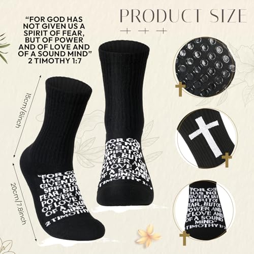 Glitopper Men's Cross Grip Soccer Socks Christian - color: Black, style: Timothy 1:7