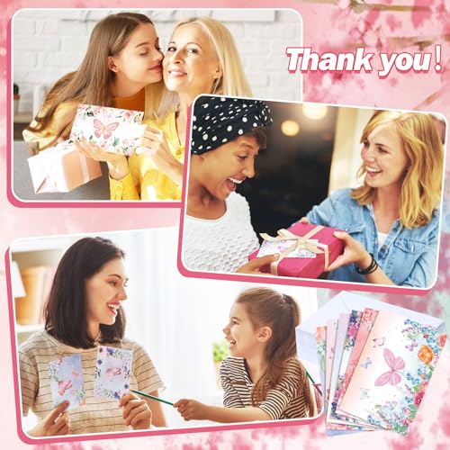 Motiskyy 50 Pcs Blank Greeting Cards 4x6, Blank Cards with Envelopes, 10 Designs, Ideal Stationary Set for All Occasions, Stationary with Matching White Envelope and Sticker(Butterfly) - style: Butterfly