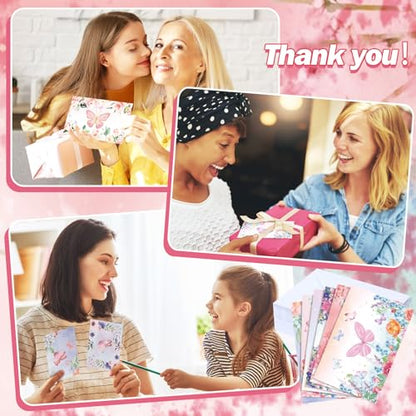 Motiskyy 50 Pcs Blank Greeting Cards 4x6, Blank Cards with Envelopes, 10 Designs, Ideal Stationary Set for All Occasions, Stationary with Matching White Envelope and Sticker(Butterfly) - style: Butterfly