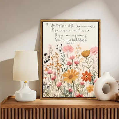 Wildflower Serenity Prayer Wall Art Floating Framed 16x24 Inch - color: Lamentations-PS, size: 24"L x 16"W