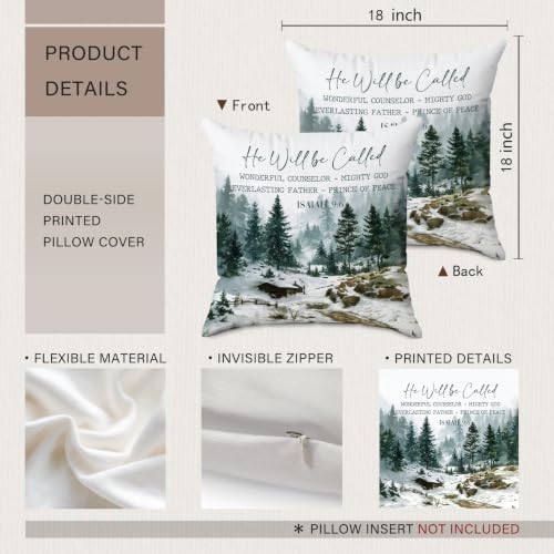 Winter Forest Christian Throw Pillow Covers 18x18 - color: Christian