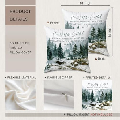 Winter Forest Christian Throw Pillow Covers 18x18 - color: Christian