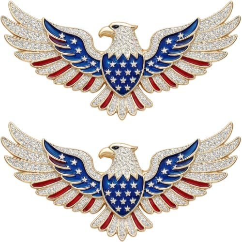 Cameo Brooch Vintage Silver Tone Lady Portrait Brooch Pins for Women Victorian Jewelry Crystal Rhinestone Brooches for Hat Scarf Collar Lapel Handbags Shawls for Christmas - color: American Eagle-2pcs