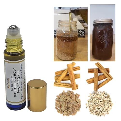 Exodus 30:22-25 Sacred and Holy Anointing Oil, Made from Scratch with Myrrh, Calamus, Cinnamon, Cassia, and Olive Oil Herbal Spices and Essential Oils - 10 mL
