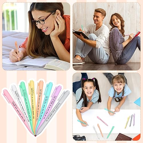 Cholemy 50 Pcs Bible Verse Pens Bulk Christian Pens Black Ink, Pastel - color: Pastel
