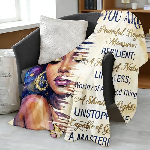 African American Black Girl Women Blanket - Christian Birthday Gifts Blanket- Inspirational Flannel Religious Spiritual Throw Blanket Home Decor 50x60inch - color: Hrmt6