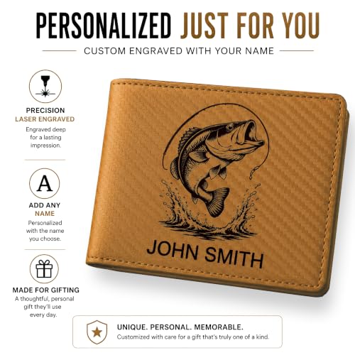 LaserGram Personalized Wallet, Christian Cross (Carbon Fiber Bronze) - color: Carbon Fiber Bronze