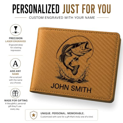 LaserGram Personalized Wallet, Christian Cross (Carbon Fiber Bronze) - color: Carbon Fiber Bronze