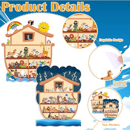 Thyle 12 Set Noahs Ark Sticker Scene Craft Kit for Kid,Sunny and Rainy Days - style: Sunny and Rainy Days