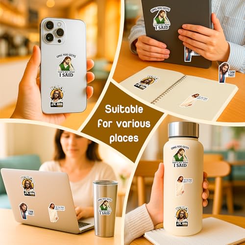 4 Pcs Christian Stickers Funny Jesus I Saw that Meme Quotes - color: I Saw That Stickers