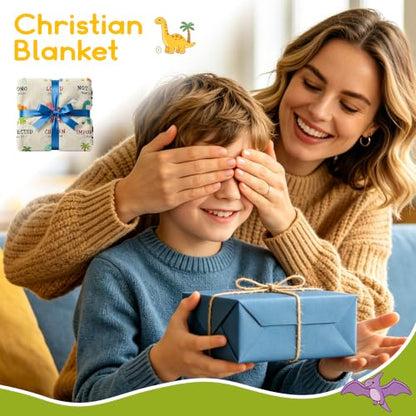 Mosslink Baptism Gifts for Boys Girl, Christian Gift Dinosaur Blanket 40"x50" - color: White-god Says I Am