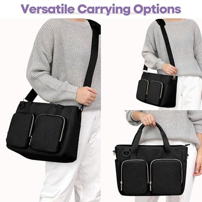 Teamoy Large Bible Bag for Women, Bible Tote Bag Book Cover Case, Black - color: Black