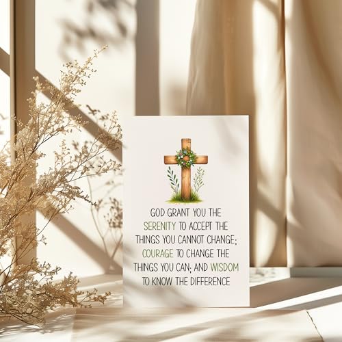 God Grant You the Serenity Bible Verse Encouragement Greeting Card Blank Inside Meaningful Motivational Message for Christian Lover Church Member Friend Coworker Family Member - color: God Grant You The
