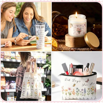 10 Pcs Christian Gifts for Women, Inspirational Religious Care Package for Mom Friend Sister, Lavender Spa Gift Basket with Bible Verse Blanket Tumbler Tote Bag, Get Well Birthday Box - style: Christian Floral