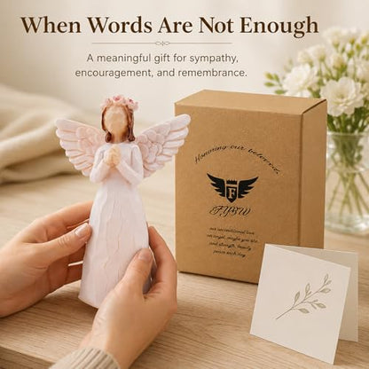 Guardian Angel Figurine, 5.5 Inch Praying Angel Statue, Hand-Painted Resin Angel Sculpture, Sympathy Gift for Memorial Remembrance Keepsake, Encouragement Gift for Women Friend Family