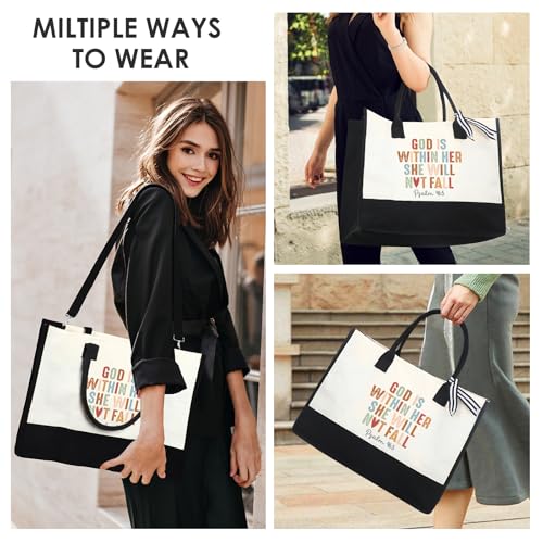 Inspirational Canvas Tote Bag - Christian Gift Bible Verse Handbag - style: Christian