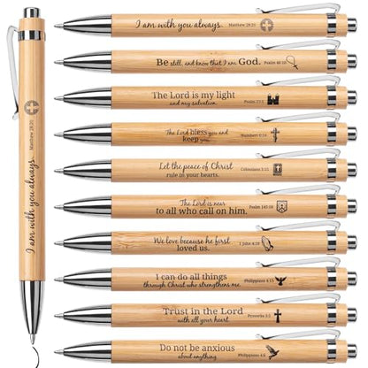 Mr. Pen- Bible Verse Pens, 10 Pack, Retractable Bamboo Pen, Black Ink - size: 10 Pack