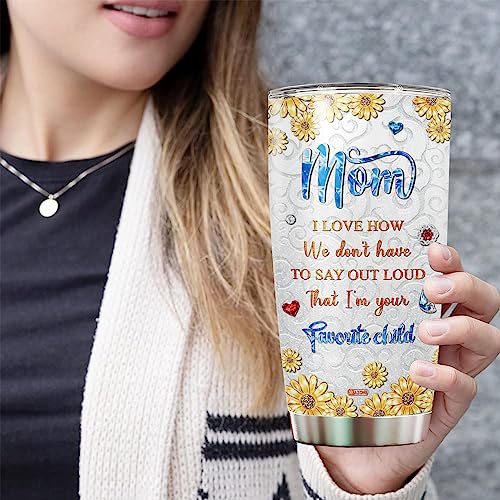 WAZONE Personalized Elephant Tumbler With Lid Custom Name Elephants Sunflowers Insulated Mothers Day Birthday Christmas Items Gifts For Mom From Daughter Son Stainless Steel Travel Cup Mug - color: Elephant Mom