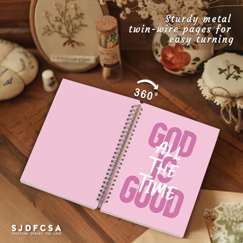 Pink Christian Notebook Journal, Bible Verse Journal for Women, Christian Gifts for Women, Pink Girly Office Supplies, God Is Good All the Time Religious Scripture Spiral Notebook 5.5x8.3 In - color: God ls Good All The Time-Pink