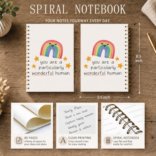 Boho Positive Rainbow Spiral Notebook for Girls, 5.5×8.3 Inch - color: 002-Spiral