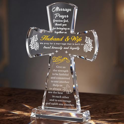Ghtixsu Marriage Prayer Cross Wedding Gifts for Couples, Religious Cross Engagement Gifts for Bride and Groom, Bridal Shower Gift for Women Men - color: Marriage Prayer Cross Wedding Gifts