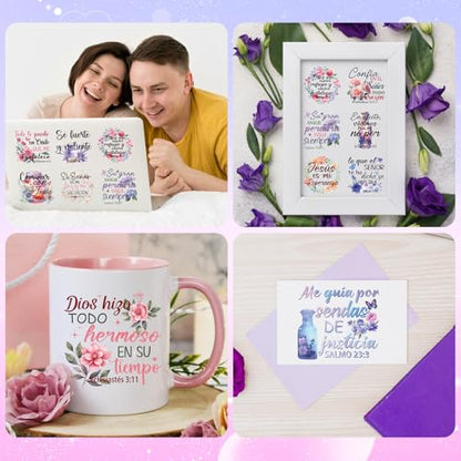 20 Sheets Watercolor Spanish Bible UV DTF Cup Wrap Transfer Decal - style: Spanish Bible Verse